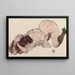 Jong meisje knielend rustend op beide ellebogen - Egon Schiele — ingelijst kunstwerk aan de muur