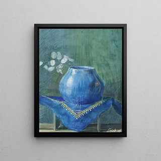 Egon Schiele - Still Life of a Moneyplant Branch in Blue Vase.webp