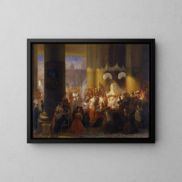 Processie tijdens het Corpus Christi-feest in Rome - Egron Lundgren — ingelijst kunstwerk aan de muur