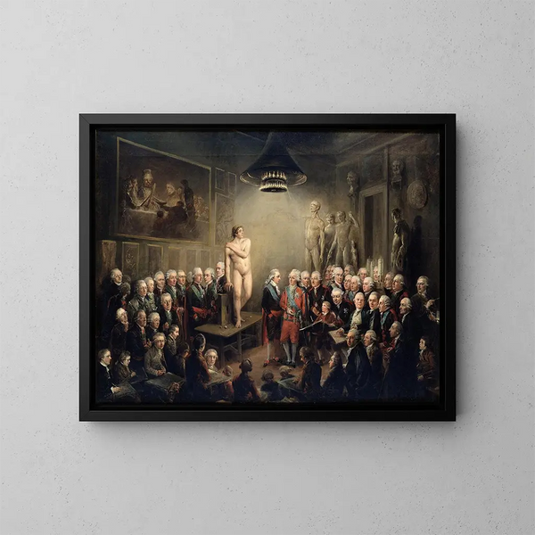 van Gustave III's bezoek aan de Royal Academy of Arts - Elias Martin — ingelijst kunstwerk aan de muur