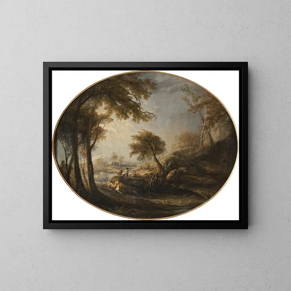 Landschap met rustici en vee - Elias Martin — ingelijst kunstwerk aan de muur