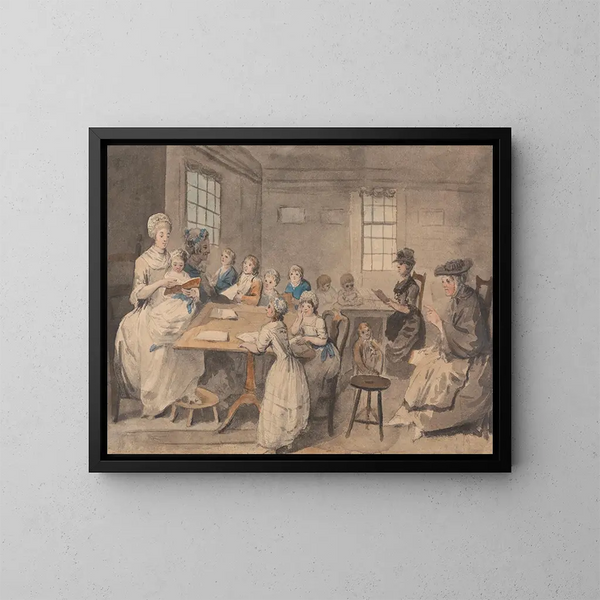 Leçon de lecture dans une école de filles - Elias Martin — ingelijst kunstwerk aan de muur