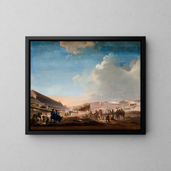 Het dok van de galère in Sveaborg in aanbouw gezien vanaf het westen - Elias Martin — ingelijst kunstwerk aan de muur