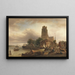 van Dordrecht uitzicht met de Grote Kerk - Elias Pieter van Bommel — ingelijst kunstwerk aan de muur