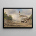 Parvis van de kerk met fontein - Elias Pieter van Bommel — ingelijst kunstwerk aan de muur