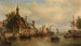 De oude Hanzepoort aan de Maas in Rotterdam - Elias Pieter van Bommel — weergave van het kunstwerk