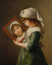 Julie Le Brun die zichzelf in de spiegel bekijkt - Elisabeth Louise Vigée Le Brun — weergave van het kunstwerk