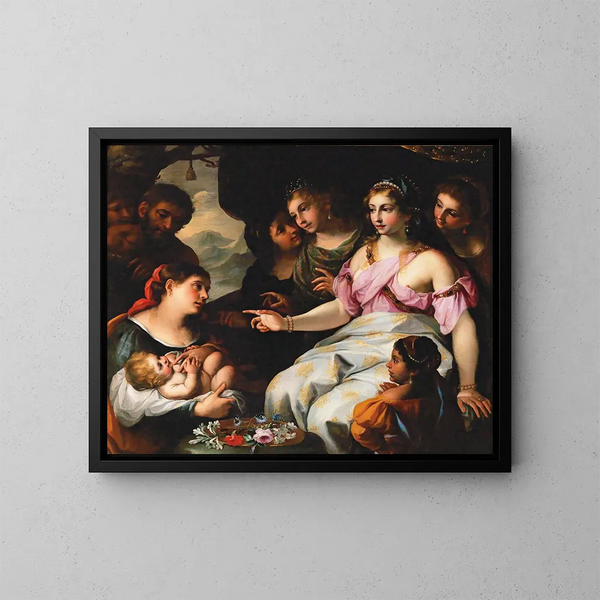 De ontdekking van Mozes - Elisabetta Sirani — ingelijst kunstwerk aan de muur