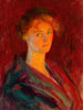 Vrouw bij het vuurlicht - Ellen Day Hale — weergave van het kunstwerk