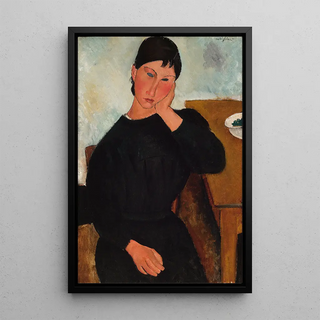 Elvire sitzt, an einen Tisch gelehnt - Amedeo Modigliani
