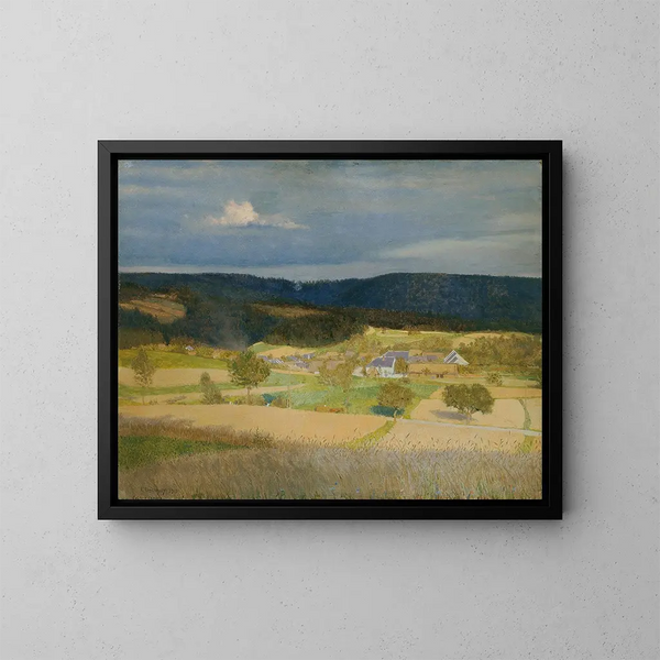 Dorp in de zon - Emanuel Baschny — ingelijst kunstwerk aan de muur