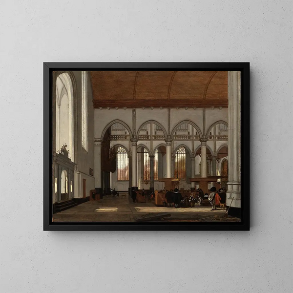 Binnenkant van de Oude Kerk in Amsterdam - Emanuel de Witte — ingelijst kunstwerk aan de muur