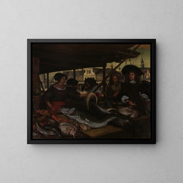 Het nieuwe vismarkt in Amsterdam - Emanuel de Witte — ingelijst kunstwerk aan de muur