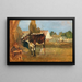 Study of animals Landscape with farm cows and farmer woman - Emil Jakob Schindler — framed artwork on a wall