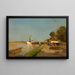The steamship station on the Danube facing Kaisermühlen - Emil Jakob Schindler — framed artwork on a wall