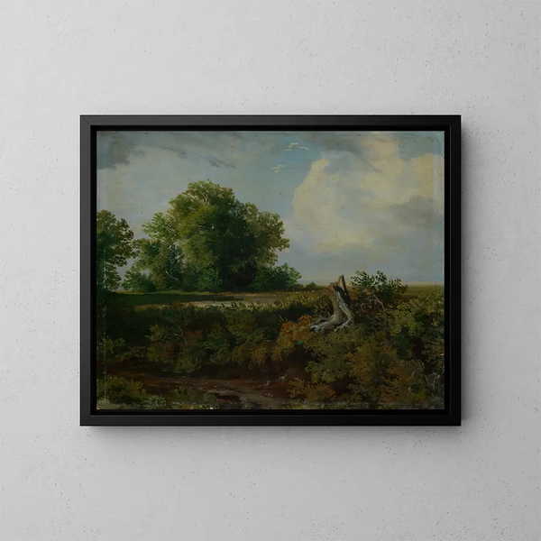 van een boomstam aan de rand van de weg - Emil Lugo — ingelijst kunstwerk aan de muur
