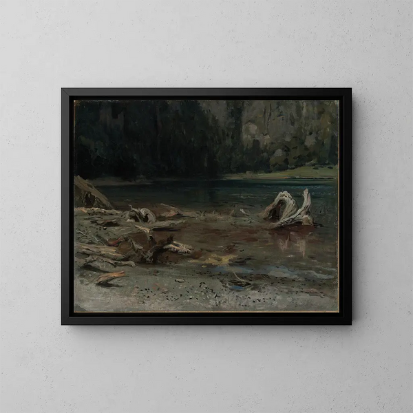 Het meer van de vallei - Emil Lugo — ingelijst kunstwerk aan de muur