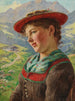 Meisje in een berglandschap - Emil Rau — weergave van het kunstwerk