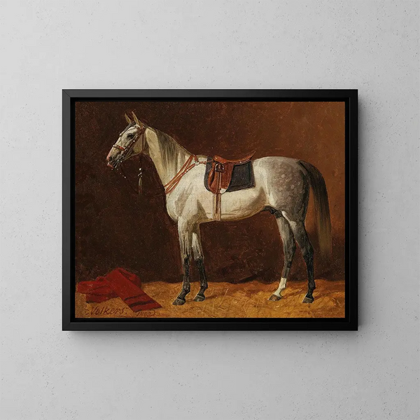 Paard in een stal - Emil Volkers — ingelijst kunstwerk aan de muur