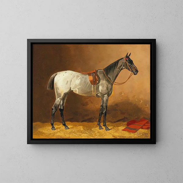 Zadelpaard - Emil Volkers — ingelijst kunstwerk aan de muur