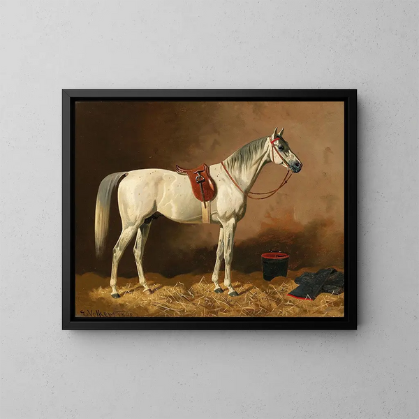 Grijs in de stallen - Emil Volkers — ingelijst kunstwerk aan de muur