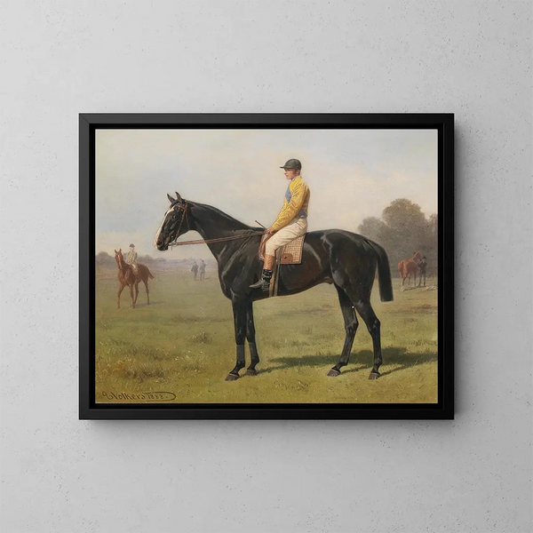 Paard met jockey - Emil Volkers — ingelijst kunstwerk aan de muur