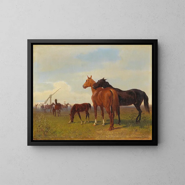 Paarden op de Puszta - Emil Volkers — ingelijst kunstwerk aan de muur