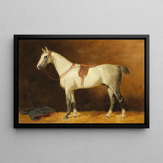 Emil Volkers - Saddled Grey in a Stable.webp
