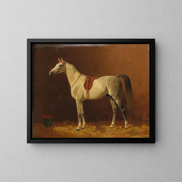 Paard in stalde - Emil Volkers — ingelijst kunstwerk aan de muur