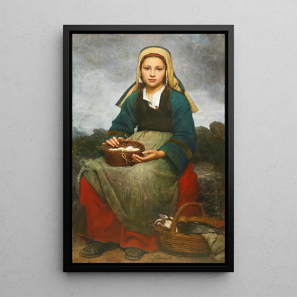 EmileAuguste Hublin - A Young Girl Holding A Basket Of Eggs.webp
