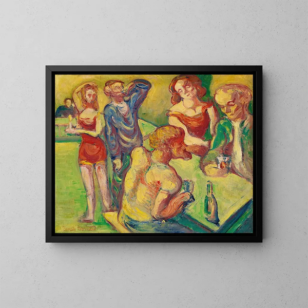 In het cabaret - Émile Bernard — ingelijst kunstwerk aan de muur