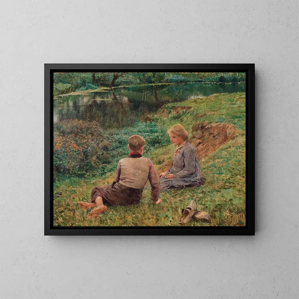 Kinderen in een landschap - Émile Claus — ingelijst kunstwerk aan de muur