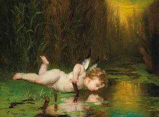 Cupido en zijn eigen reflectie - Émile Meyer — weergave van het kunstwerk