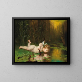 Cupido en zijn eigen reflectie - Émile Meyer — ingelijst kunstwerk aan de muur
