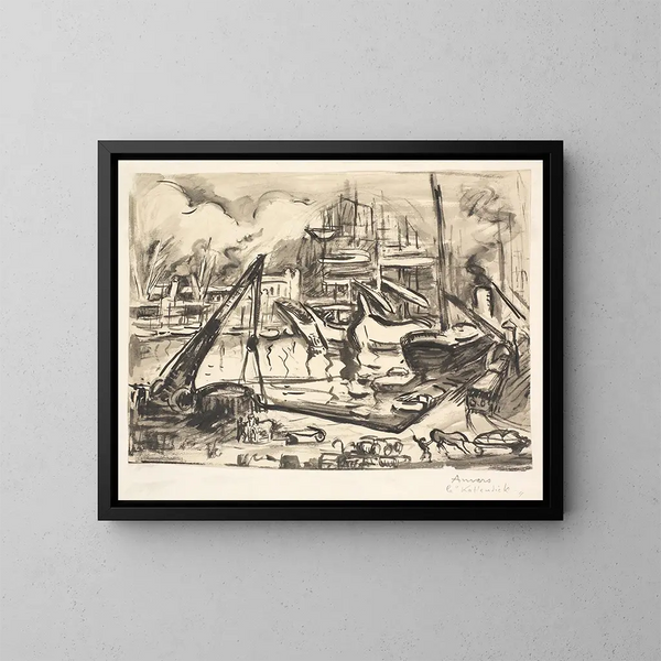van het Kattendick Havenbekken in Antwerpen - Émile Othon Friesz — ingelijst kunstwerk aan de muur