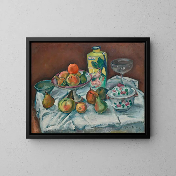 De tafel na het diner of stilleven met groene vaas - Émile Othon Friesz — ingelijst kunstwerk aan de muur