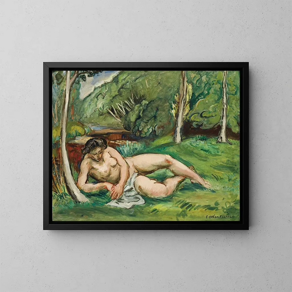 Nu liggend in een landschap - Émile Othon Friesz — ingelijst kunstwerk aan de muur