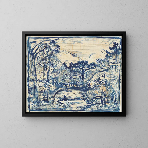 Binnenbos met houthakker, La Côte de Grâce, Honfleur - Émile Othon Friesz — ingelijst kunstwerk aan de muur