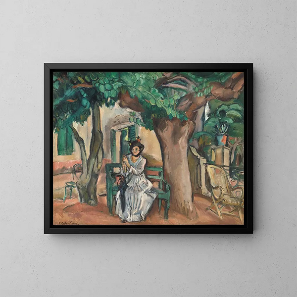 De Dame op het terras - Émile Othon Friesz — ingelijst kunstwerk aan de muur