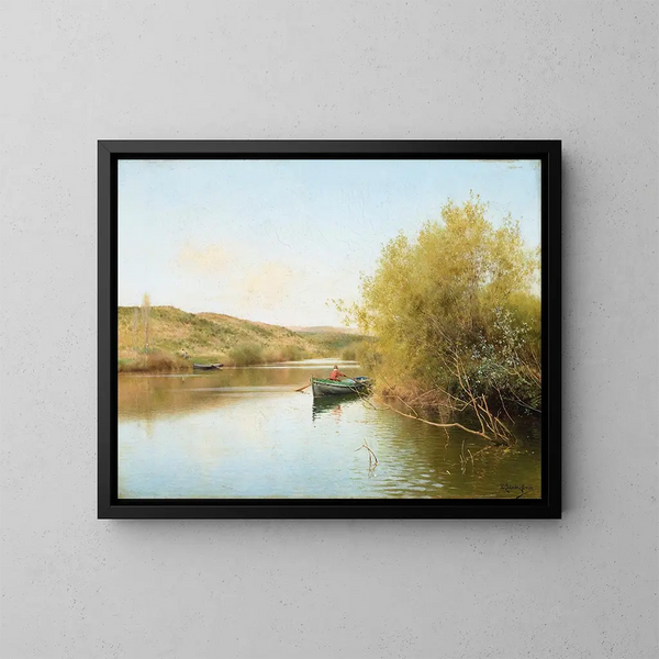 op de rivier - Emilio Sánchez Perrier — ingelijst kunstwerk aan de muur