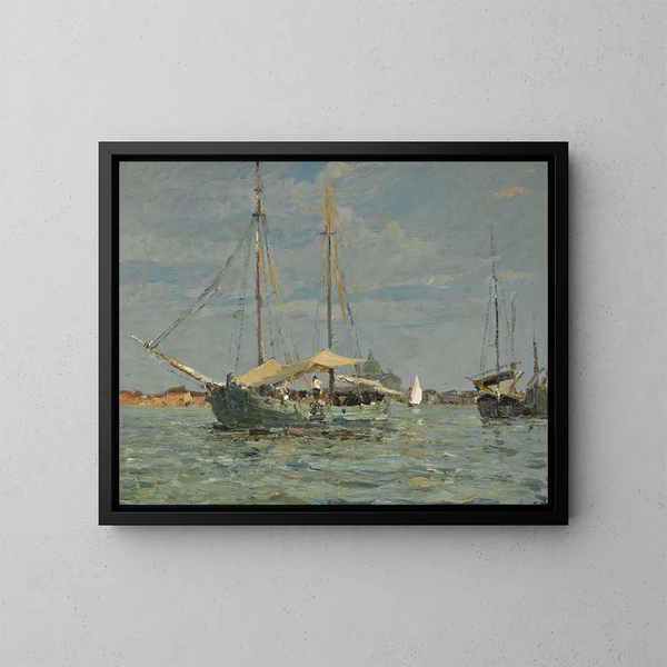 De groene visserboot - Emma Ciardi — ingelijst kunstwerk aan de muur