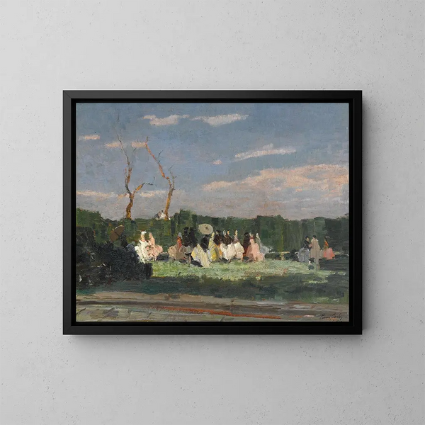 van een tuinfeest in de tuin van een villa - Emma Ciardi — ingelijst kunstwerk aan de muur