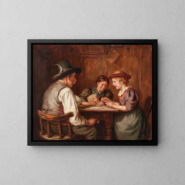 Joueuses de cartes - Emma Müller von Seehof — ingelijst kunstwerk aan de muur