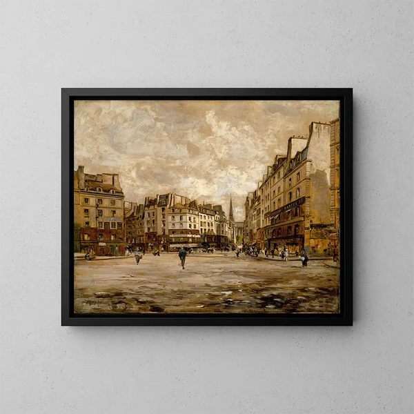 La place Maubert - Emmanuel Lansyer — ingelijst kunstwerk aan de muur