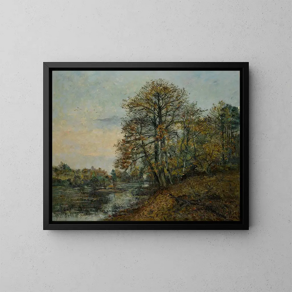 Het randje van het meer in de herfst - Emmanuel de La Villon — ingelijst kunstwerk aan de muur