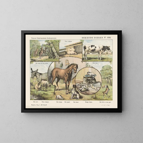 beroemde dieren - Emrik Binger — ingelijst kunstwerk aan de muur