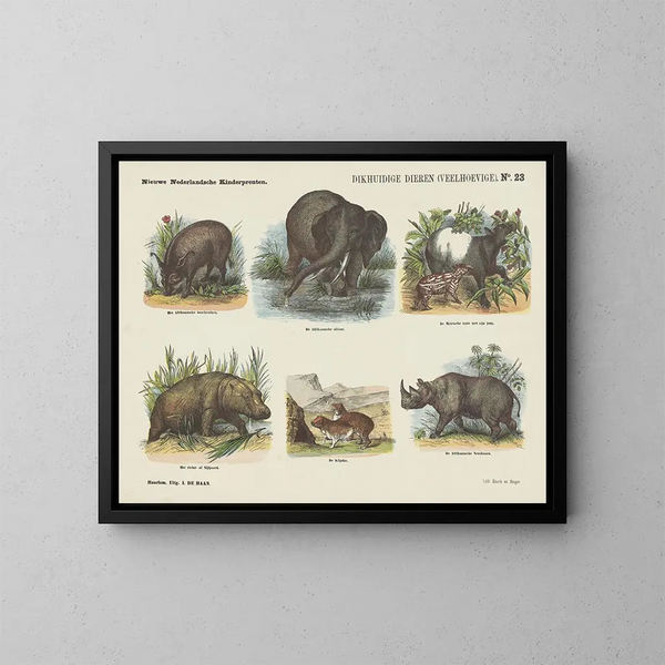 Dieren met hoeven - Emrik Binger — ingelijst kunstwerk aan de muur