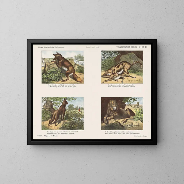 Verdwenen dieren - Emrik Binger — ingelijst kunstwerk aan de muur