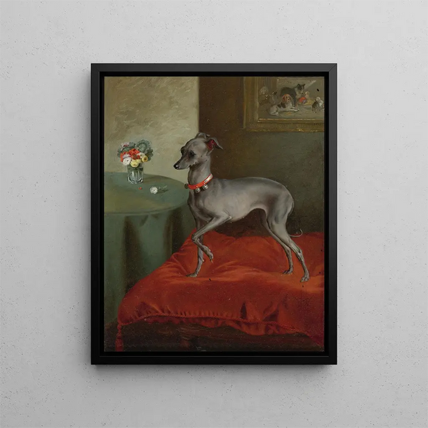 English School - An Italian Greyhound on a Red Cushion.webp