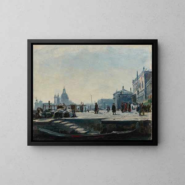 Vue de la Riva degli Schiavoni à Venise, kijkend naar het westen richting het Dogepaleis en Punta della Dogana - Ercole Calvi — ingelijst kunstwerk aan de muur